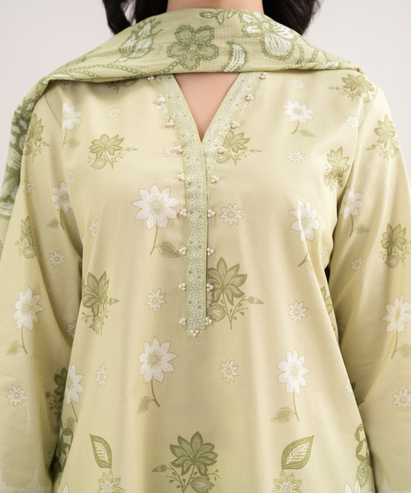 Sapphire Printed Cotton Kurta - Beige