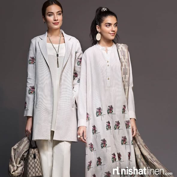 Nishat Linen Velvet Embroidered Shawl - Off-White