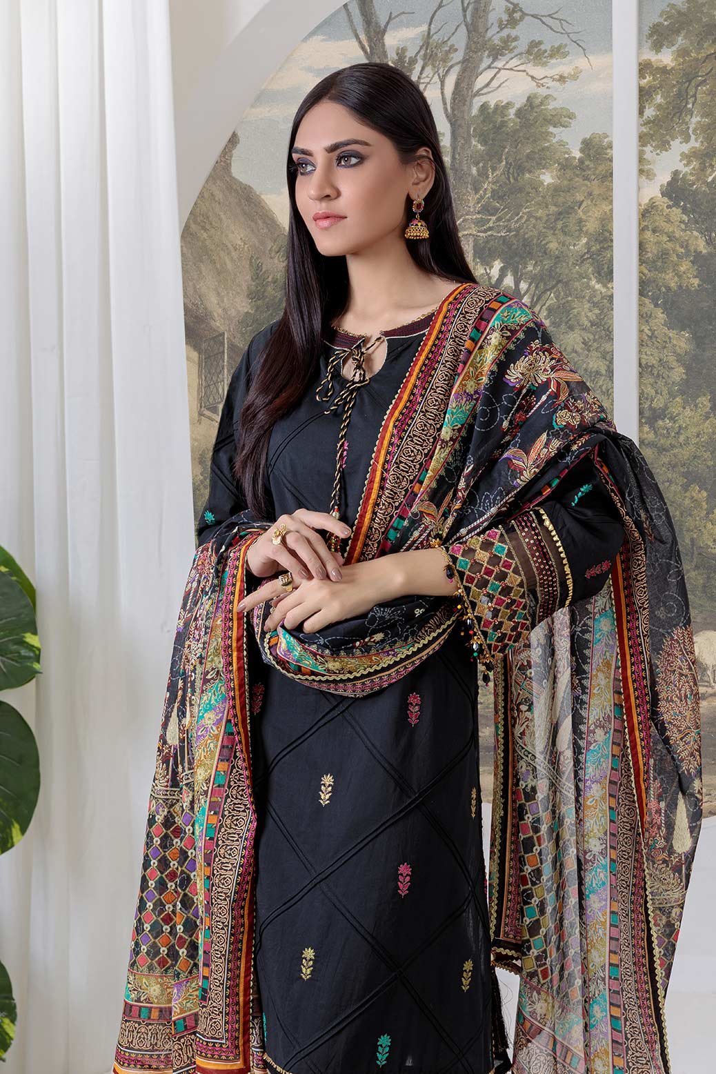 Bonanza Satrangi Lawn Kurti (Pret) - Black