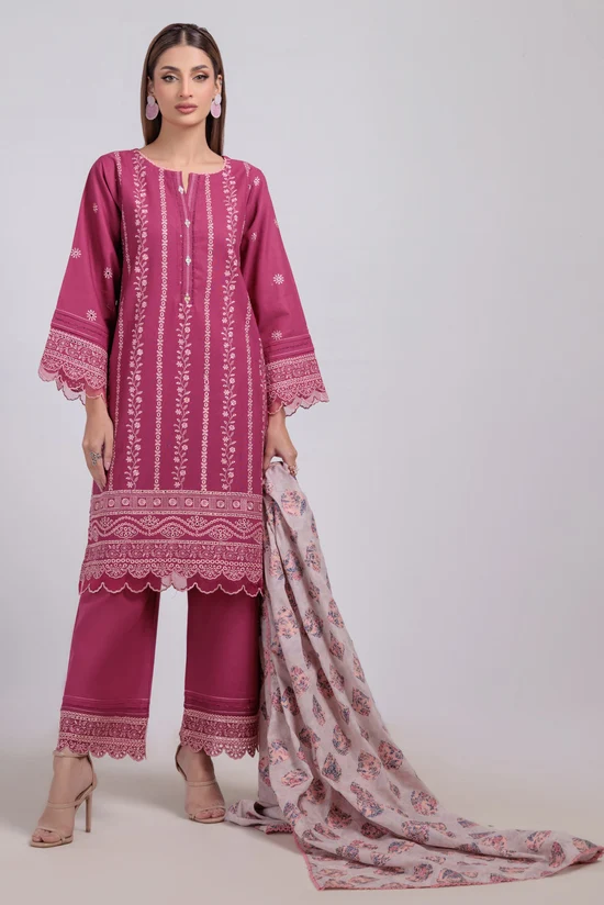 Bonanza Satrangi Khaddar Shalwar Kameez - Maroon