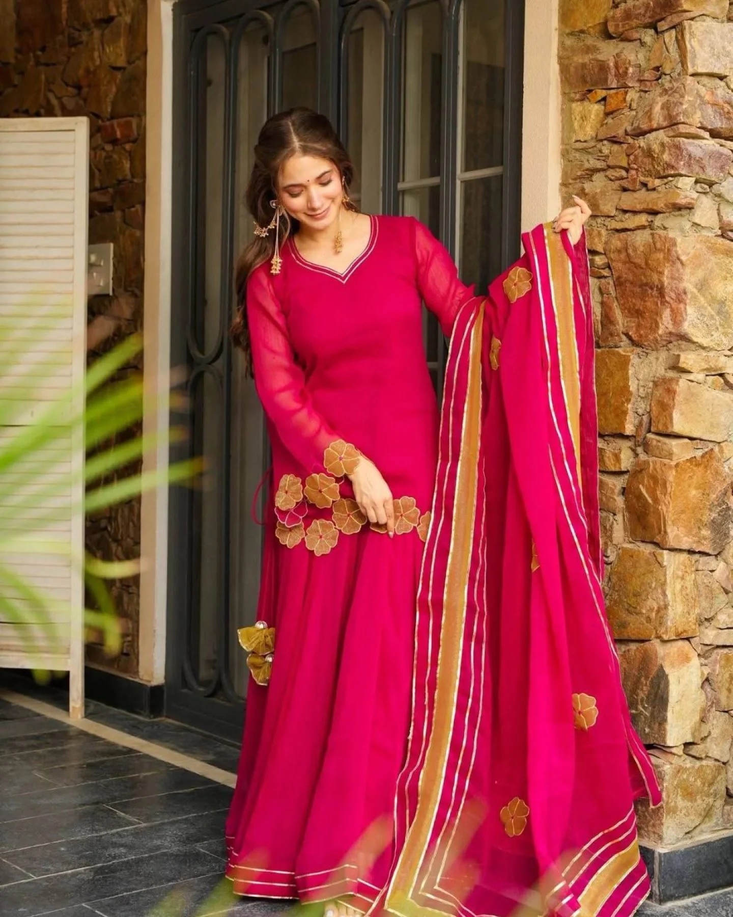 Breakout Ready-to-Wear Embroidered Kurti - Rani Pink