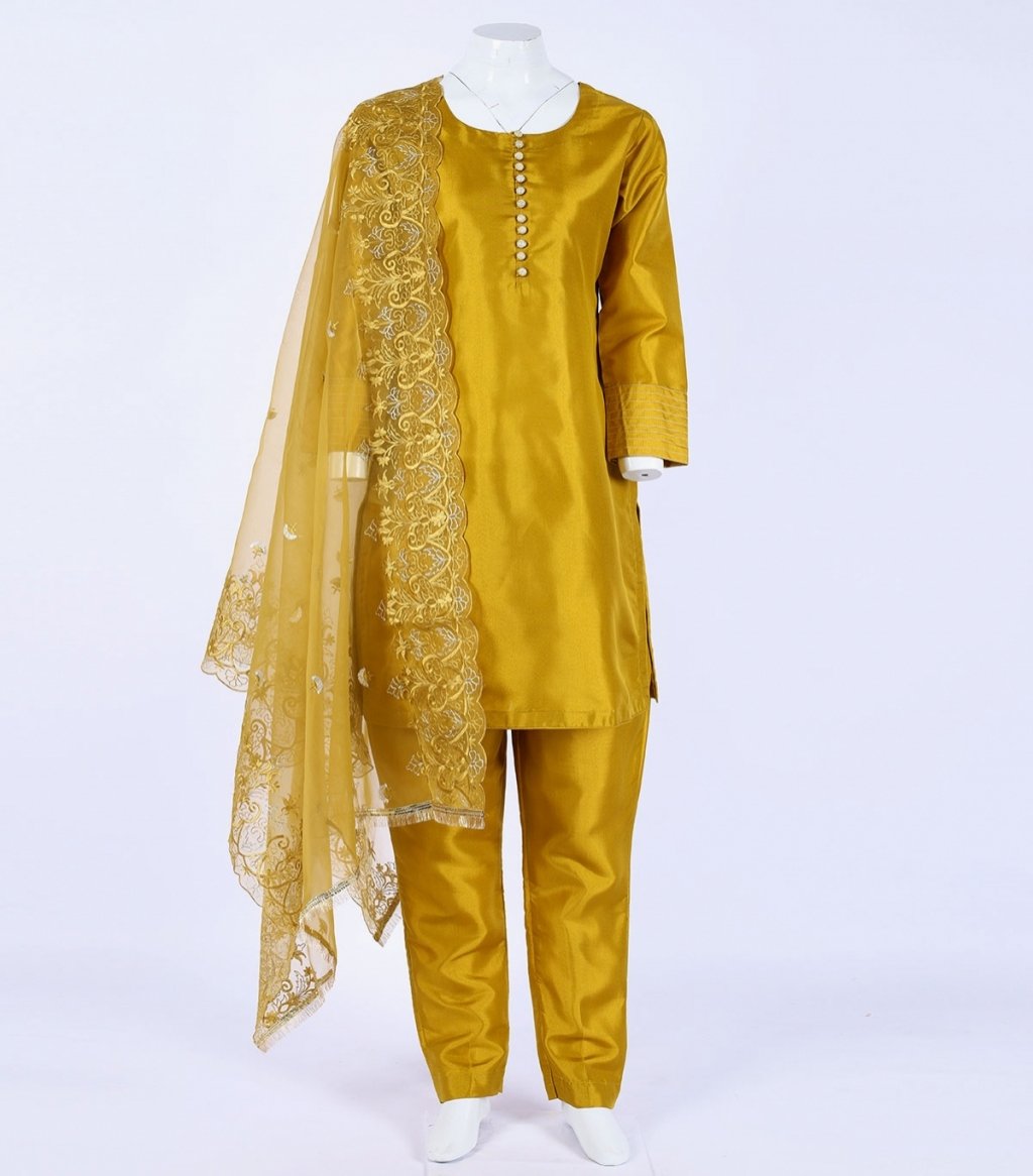 Outfitters Formal 3-Piece Silk Suit - Mustard