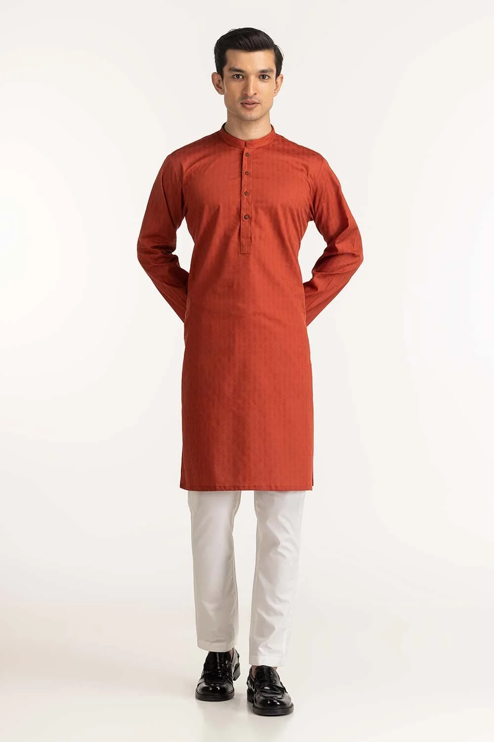 Gul Ahmed Printed Cotton Kurta - Rust