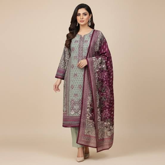 Sana Safinaz Khaddar Shalwar Kameez - Grey